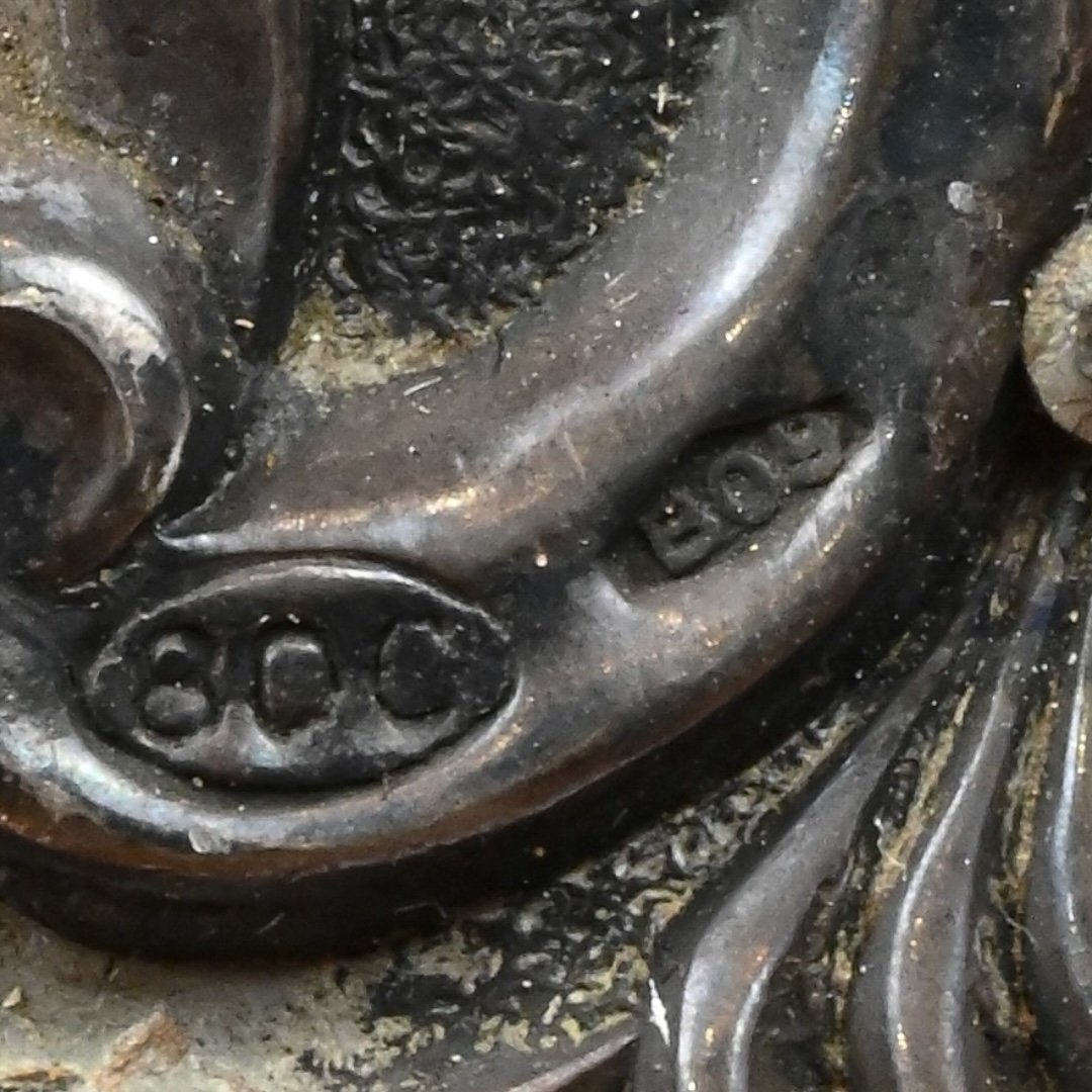 Stefani - Cornice in Argento A Titolo 800 Con Parti in Vermeil e Smalto - Italia XX Secolo-photo-1